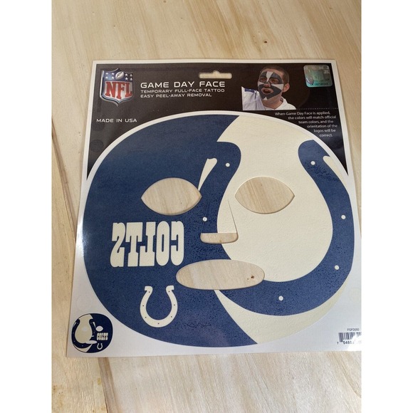 NFL Pick your Team Game Day Super Fan Face Mask Temporary Tattoo Chiefs Colts - Picture 7 of 14